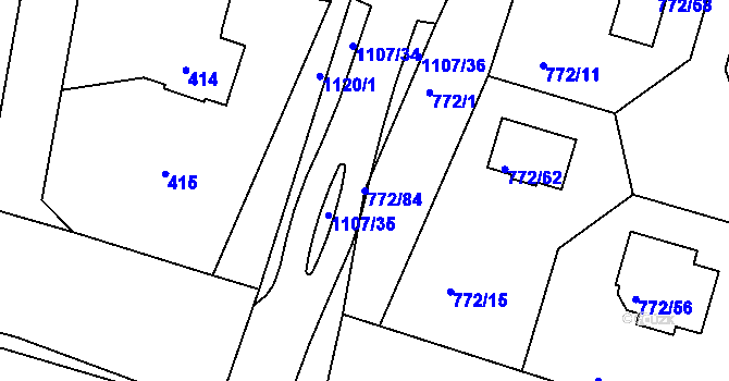 Parcela st. 772/84 v KÚ Štěnovice, Katastrální mapa