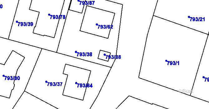 Parcela st. 793/88 v KÚ Štěnovice, Katastrální mapa