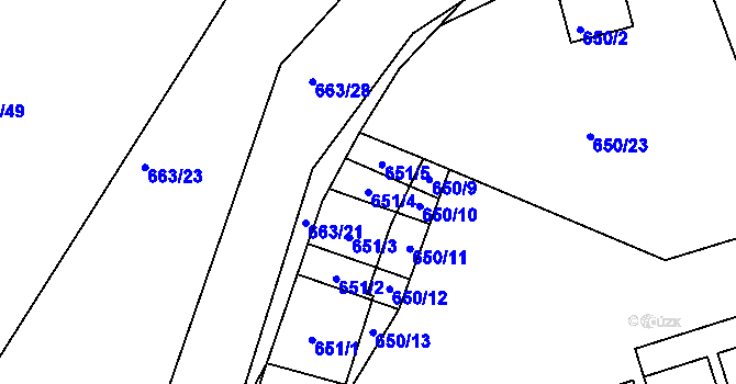 Parcela st. 651/4 v KÚ Štěnovice, Katastrální mapa