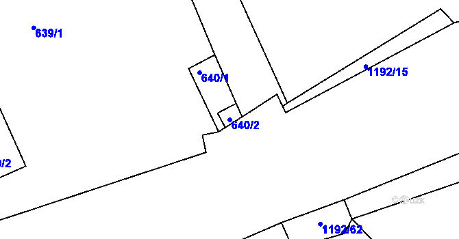 Parcela st. 640/2 v KÚ Štěnovice, Katastrální mapa