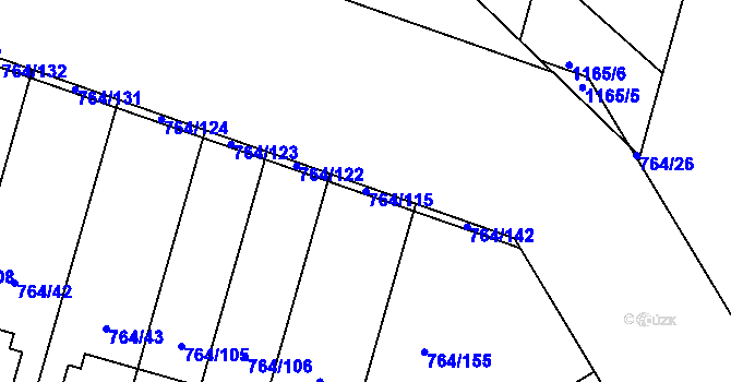Parcela st. 764/115 v KÚ Štěnovice, Katastrální mapa