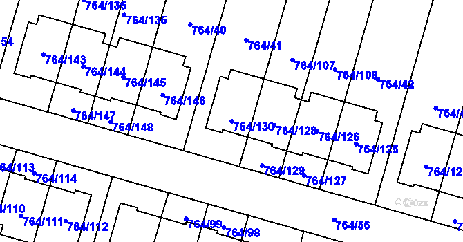 Parcela st. 764/130 v KÚ Štěnovice, Katastrální mapa
