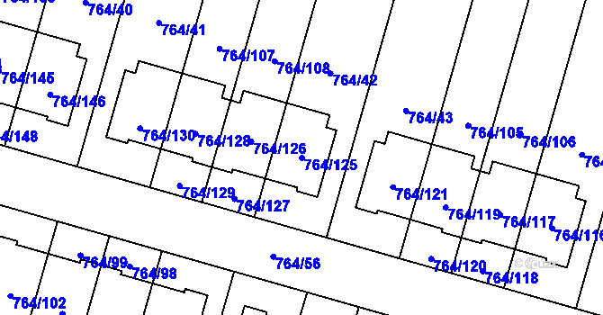 Parcela st. 764/125 v KÚ Štěnovice, Katastrální mapa