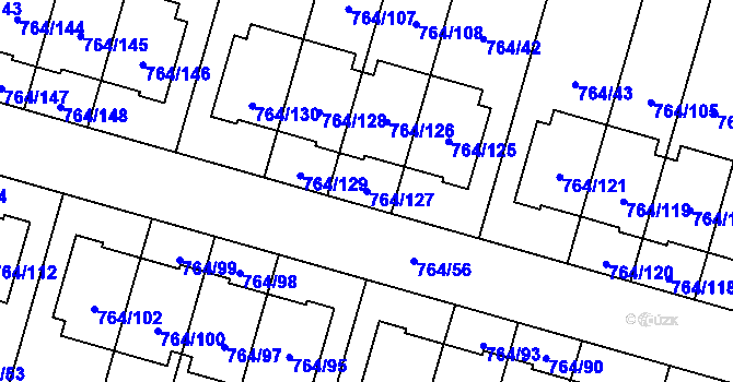 Parcela st. 764/127 v KÚ Štěnovice, Katastrální mapa