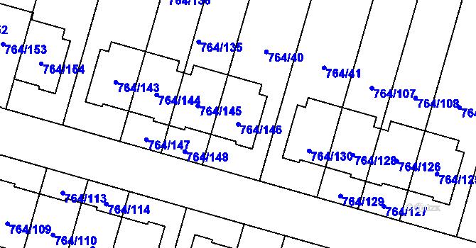 Parcela st. 764/146 v KÚ Štěnovice, Katastrální mapa