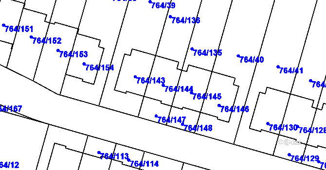 Parcela st. 764/144 v KÚ Štěnovice, Katastrální mapa