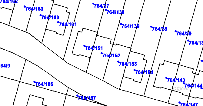 Parcela st. 764/152 v KÚ Štěnovice, Katastrální mapa