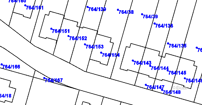 Parcela st. 764/154 v KÚ Štěnovice, Katastrální mapa