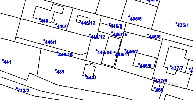 Parcela st. 446/14 v KÚ Štěnovice, Katastrální mapa
