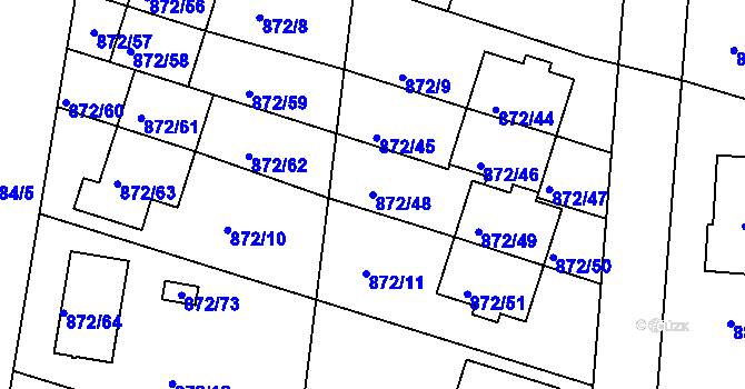 Parcela st. 872/48 v KÚ Štěnovice, Katastrální mapa