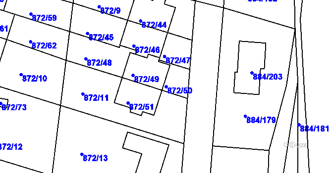 Parcela st. 872/50 v KÚ Štěnovice, Katastrální mapa