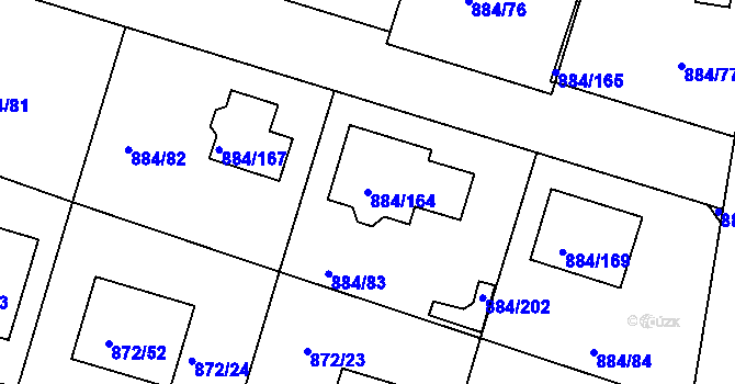 Parcela st. 884/164 v KÚ Štěnovice, Katastrální mapa