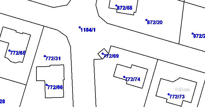 Parcela st. 772/69 v KÚ Štěnovice, Katastrální mapa