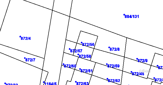 Parcela st. 872/56 v KÚ Štěnovice, Katastrální mapa