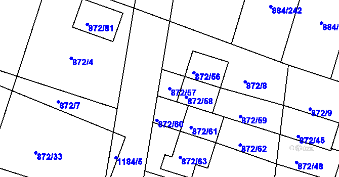 Parcela st. 872/57 v KÚ Štěnovice, Katastrální mapa