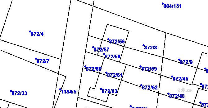 Parcela st. 872/58 v KÚ Štěnovice, Katastrální mapa