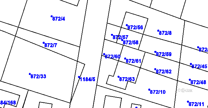 Parcela st. 872/60 v KÚ Štěnovice, Katastrální mapa