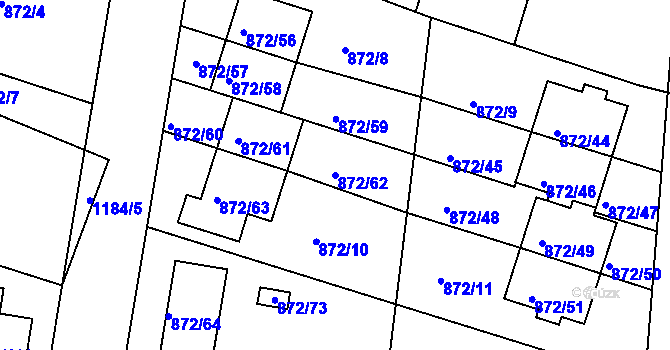 Parcela st. 872/62 v KÚ Štěnovice, Katastrální mapa