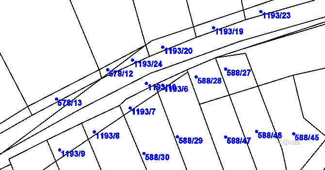 Parcela st. 1193/6 v KÚ Štěnovice, Katastrální mapa