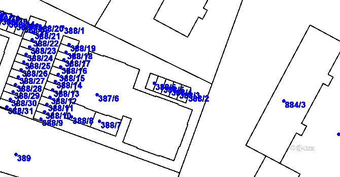 Parcela st. 388/4 v KÚ Štěnovice, Katastrální mapa