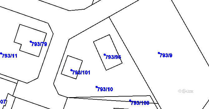 Parcela st. 793/96 v KÚ Štěnovice, Katastrální mapa