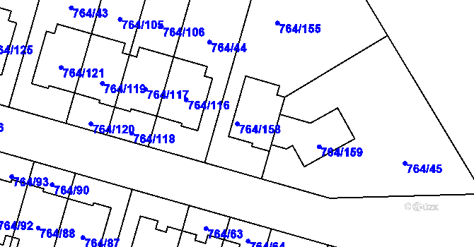 Parcela st. 764/158 v KÚ Štěnovice, Katastrální mapa