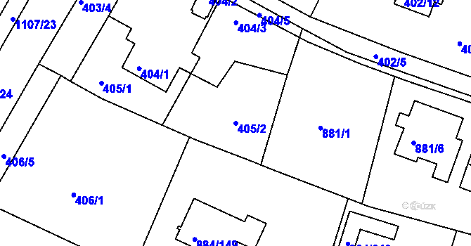 Parcela st. 405/2 v KÚ Štěnovice, Katastrální mapa