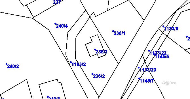 Parcela st. 236/3 v KÚ Štěnovice, Katastrální mapa