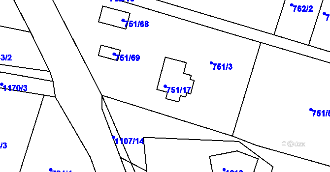 Parcela st. 751/17 v KÚ Štěnovice, Katastrální mapa
