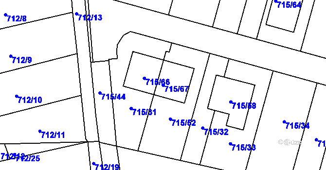 Parcela st. 715/67 v KÚ Štěnovice, Katastrální mapa