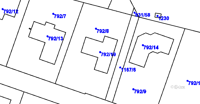 Parcela st. 792/19 v KÚ Štěnovice, Katastrální mapa