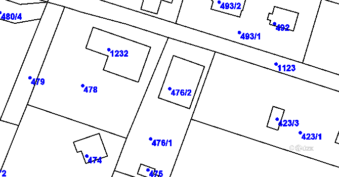 Parcela st. 476/2 v KÚ Štěnovice, Katastrální mapa