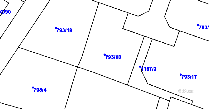 Parcela st. 793/18 v KÚ Štěnovice, Katastrální mapa