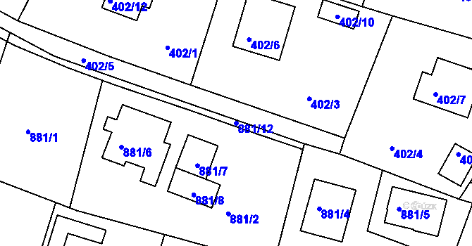 Parcela st. 881/12 v KÚ Štěnovice, Katastrální mapa