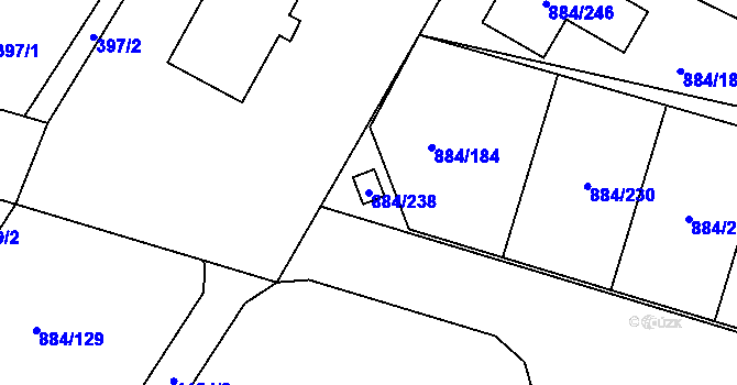Parcela st. 884/238 v KÚ Štěnovice, Katastrální mapa