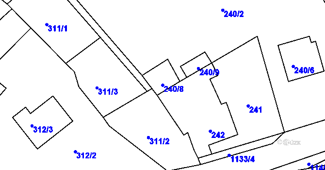 Parcela st. 240/8 v KÚ Štěnovice, Katastrální mapa