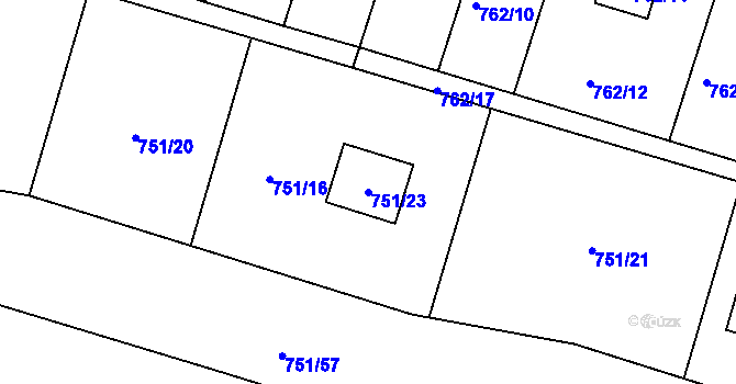 Parcela st. 751/23 v KÚ Štěnovice, Katastrální mapa