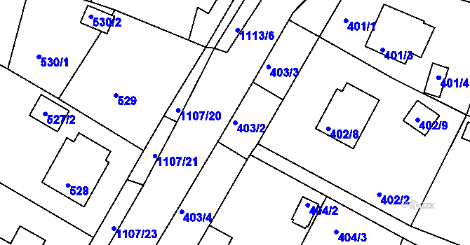 Parcela st. 403/2 v KÚ Štěnovice, Katastrální mapa