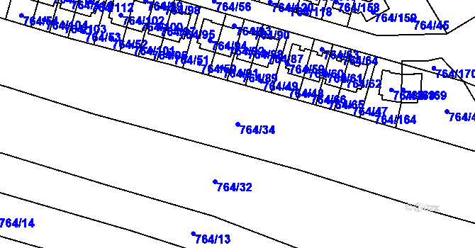 Parcela st. 764/34 v KÚ Štěnovice, Katastrální mapa