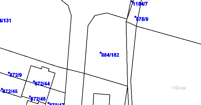 Parcela st. 884/182 v KÚ Štěnovice, Katastrální mapa
