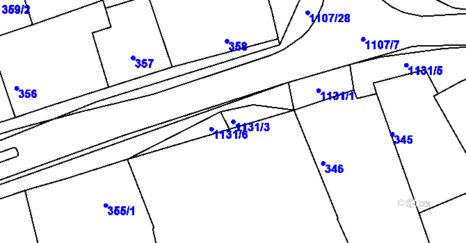Parcela st. 1131/3 v KÚ Štěnovice, Katastrální mapa