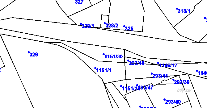 Parcela st. 1151/30 v KÚ Štěnovice, Katastrální mapa