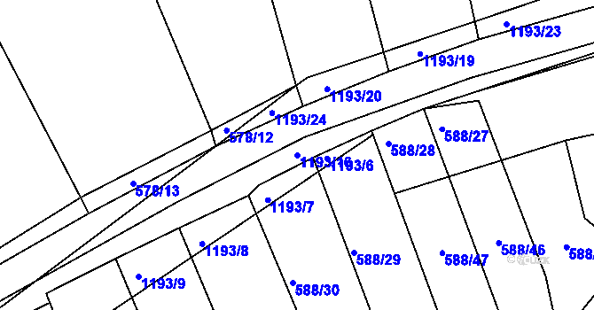 Parcela st. 1193/16 v KÚ Štěnovice, Katastrální mapa