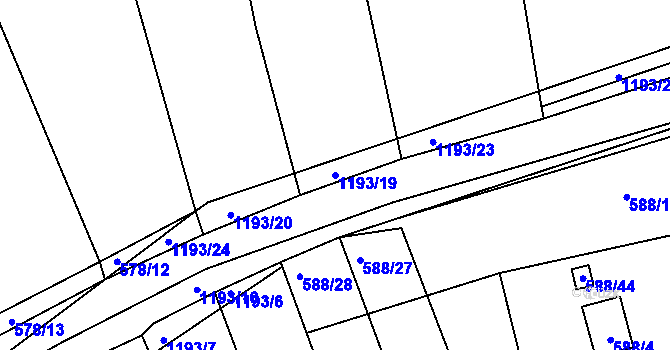 Parcela st. 1193/19 v KÚ Štěnovice, Katastrální mapa