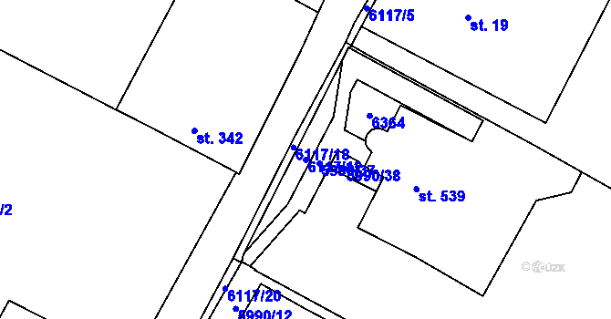 Parcela st. 6117/12 v KÚ Svatý Štěpán, Katastrální mapa
