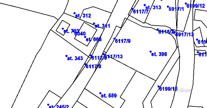 Parcela st. 6117/13 v KÚ Svatý Štěpán, Katastrální mapa