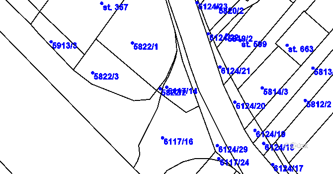 Parcela st. 6117/14 v KÚ Svatý Štěpán, Katastrální mapa