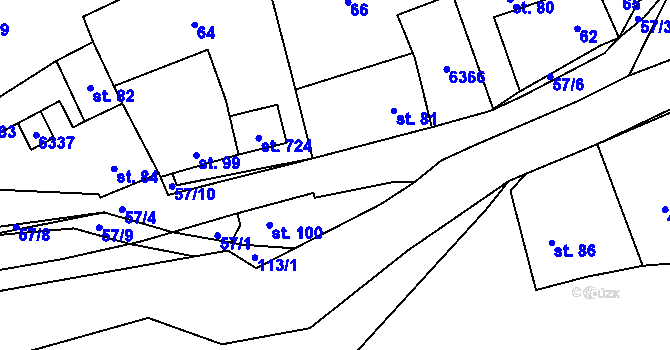 Parcela st. 57/4 v KÚ Svatý Štěpán, Katastrální mapa