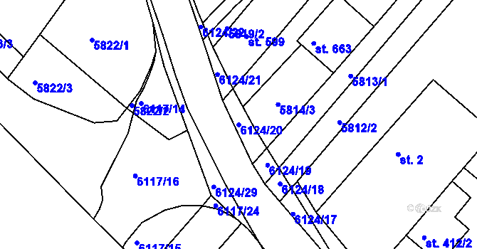 Parcela st. 6124/20 v KÚ Svatý Štěpán, Katastrální mapa