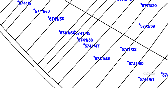 Parcela st. 5741/47 v KÚ Svatý Štěpán, Katastrální mapa